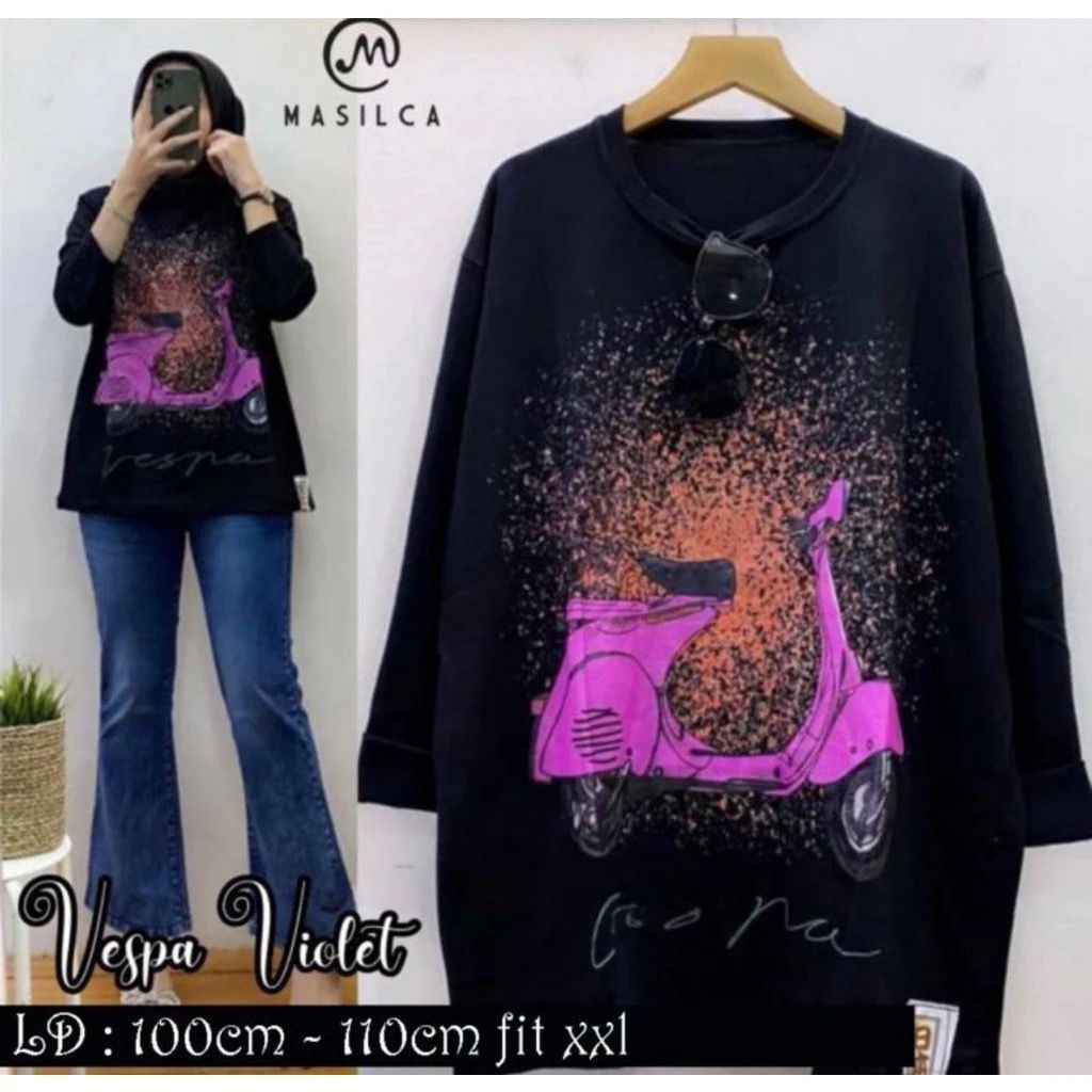BAJU WANITA KAOS LENGAN PANJANG WANITA KAOS BAJU WANITA BAJU VESPA WANITA SWEATER WANITA ATASAN WANI