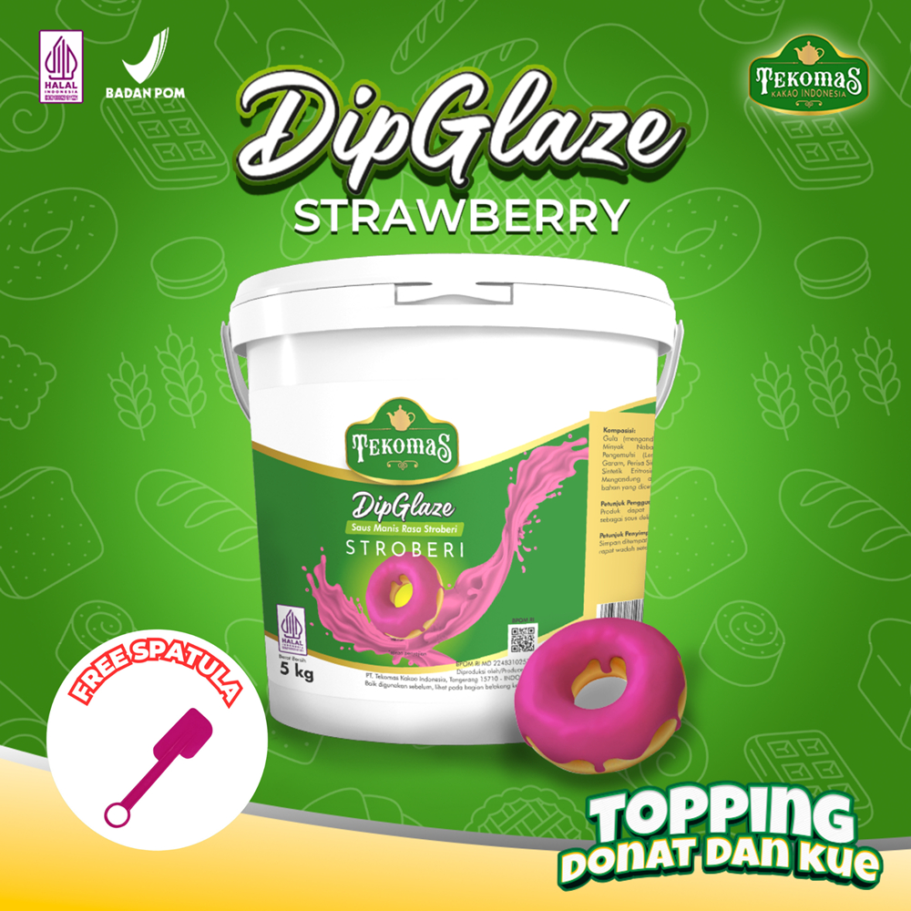 

TEKOMAS - Dip Glaze Rasa Stroberi/Stroberry 5 Kg (FREE SPATULA) Topping Donut Lumer Bahan Kue Donat