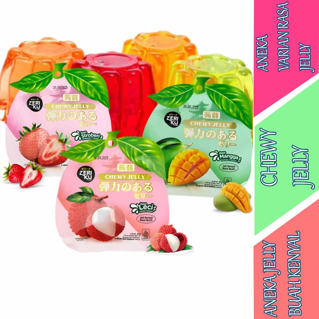

Aneka Varian Rasa Jelly - Chewy Jelly - Aneka Jelly Buah Kenyal - 65gr Isi 20Pcs