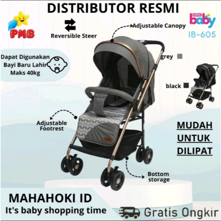 BABY STROLLER AYUNAN HOKI ORIGINAL DELUXE RECLINE RINGAN KERETA DORONG ANAK BAYI AYUN HANDLE 2 ARAH