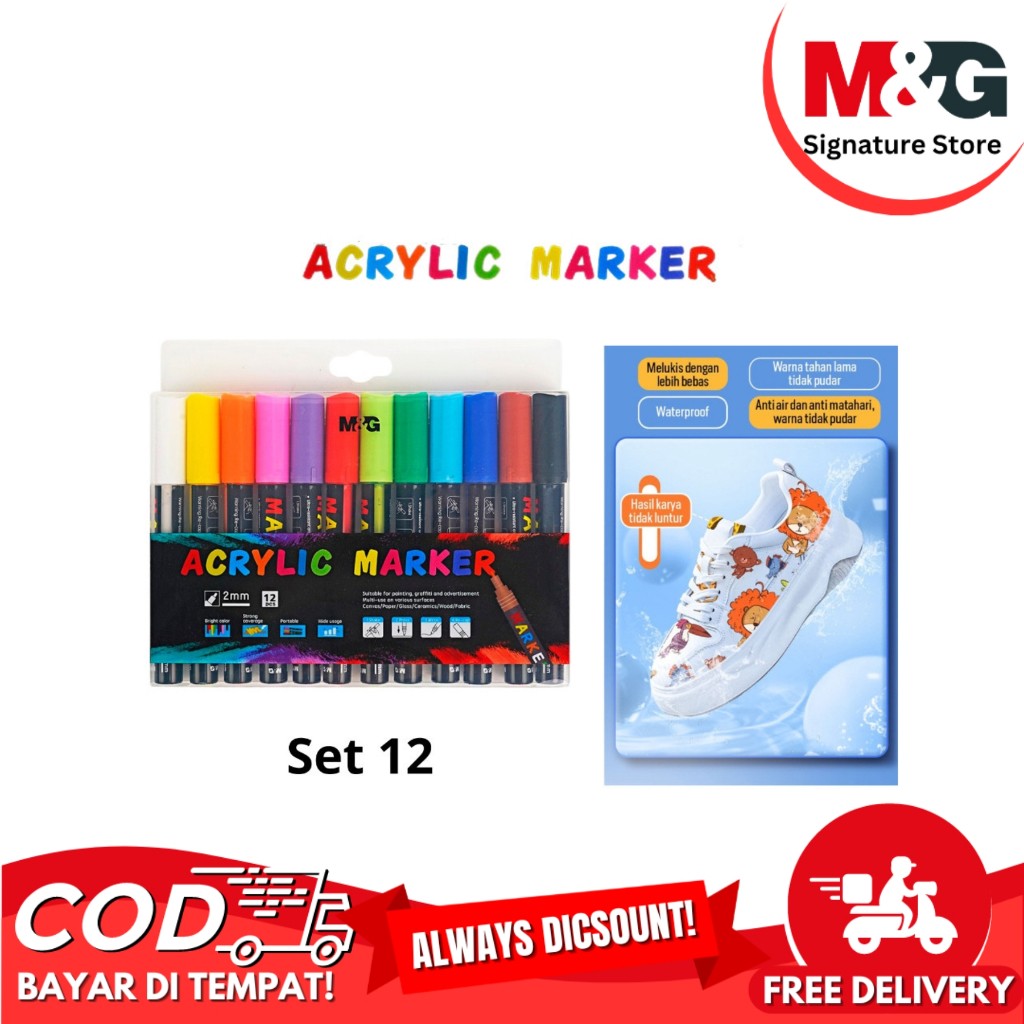 

Spidol Akrilik Acrylic Marker M&G Multifungsi Waterproof Permanent Painting #APL976E1 - Set