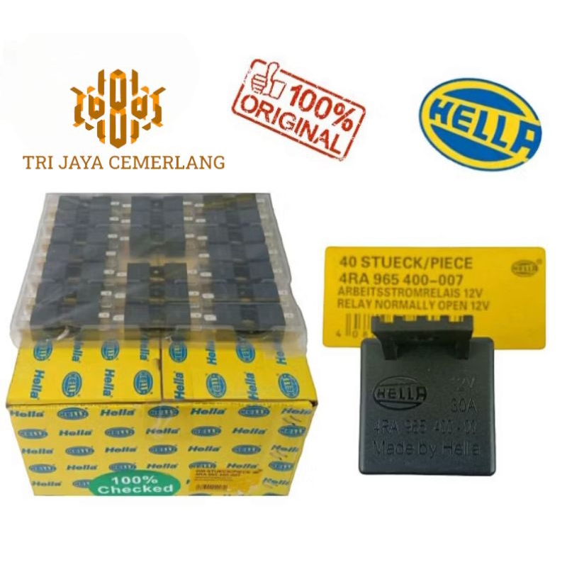 RELAY HELLA KAKI 4 12V 30A - RELAY KLAKSON HELLA - RELAY LAMPU HELLA