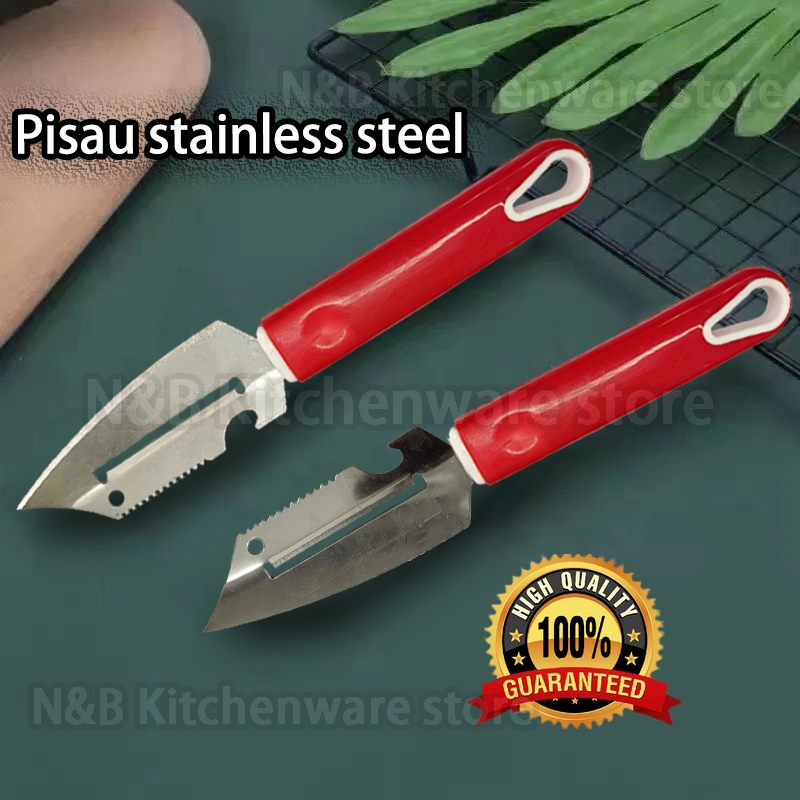 Gagang Merah Stainless Steel Pisau Pengupas Pengupas Serbaguna Pisau Dapur Pengupas Buah Pengupas Bu