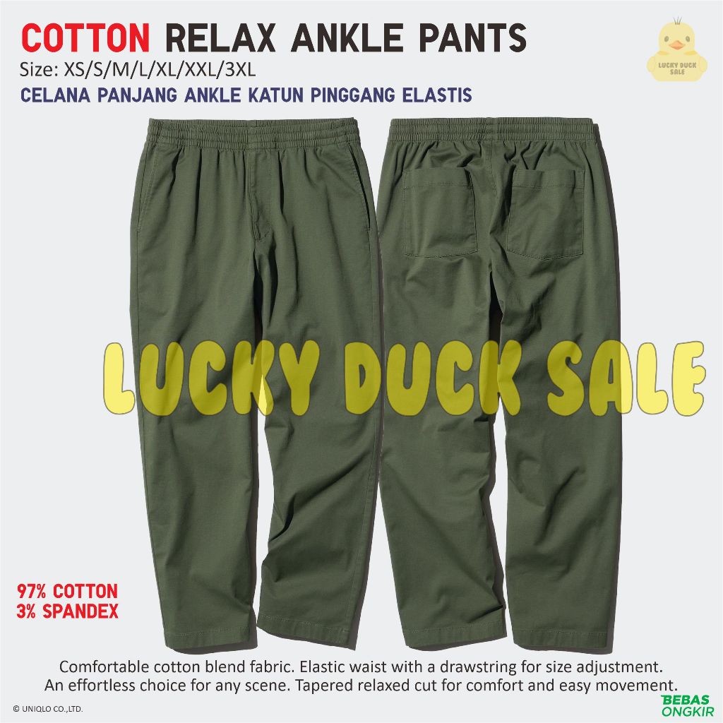 Men Cotton Relax Ankle Pants Trousers Tapered Celana Panjang UNIQLO Ankle Pants
