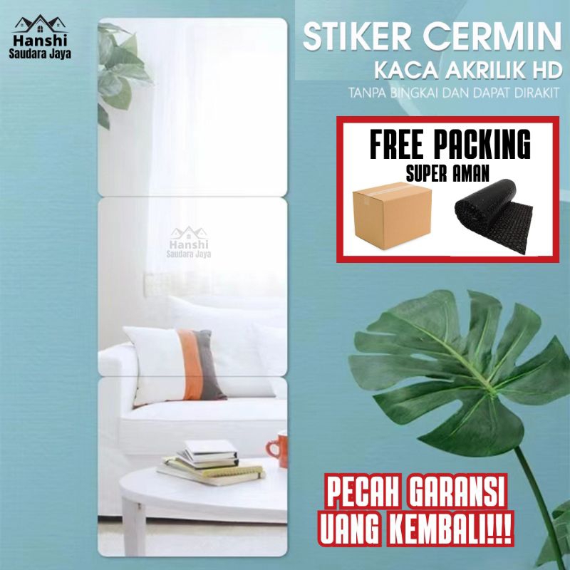 Sticker dinding Cermin 3D / Stiker Kaca Akrilik Lengkap Dengan Perekat Wallpaper Mirror Kamar Mandi