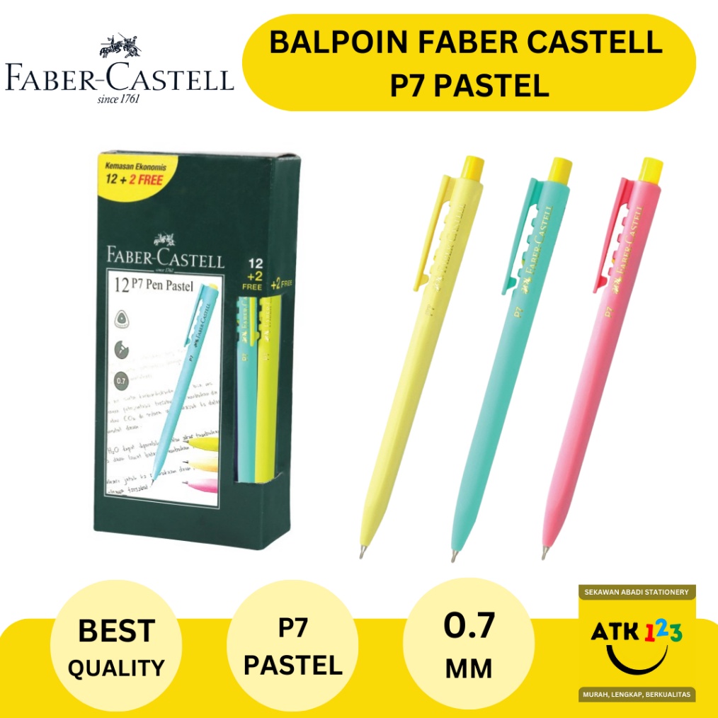 

KODE C82X Faber Castell Ballpoint Pen P7 Pastel Ink Black 7 1 PAK12PCS