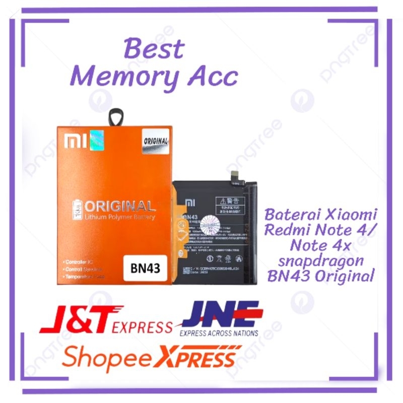 Baterai Battery Batre Xiaomi Redmi Note 4/Note 4x Snapdragon BN43 Original 100%