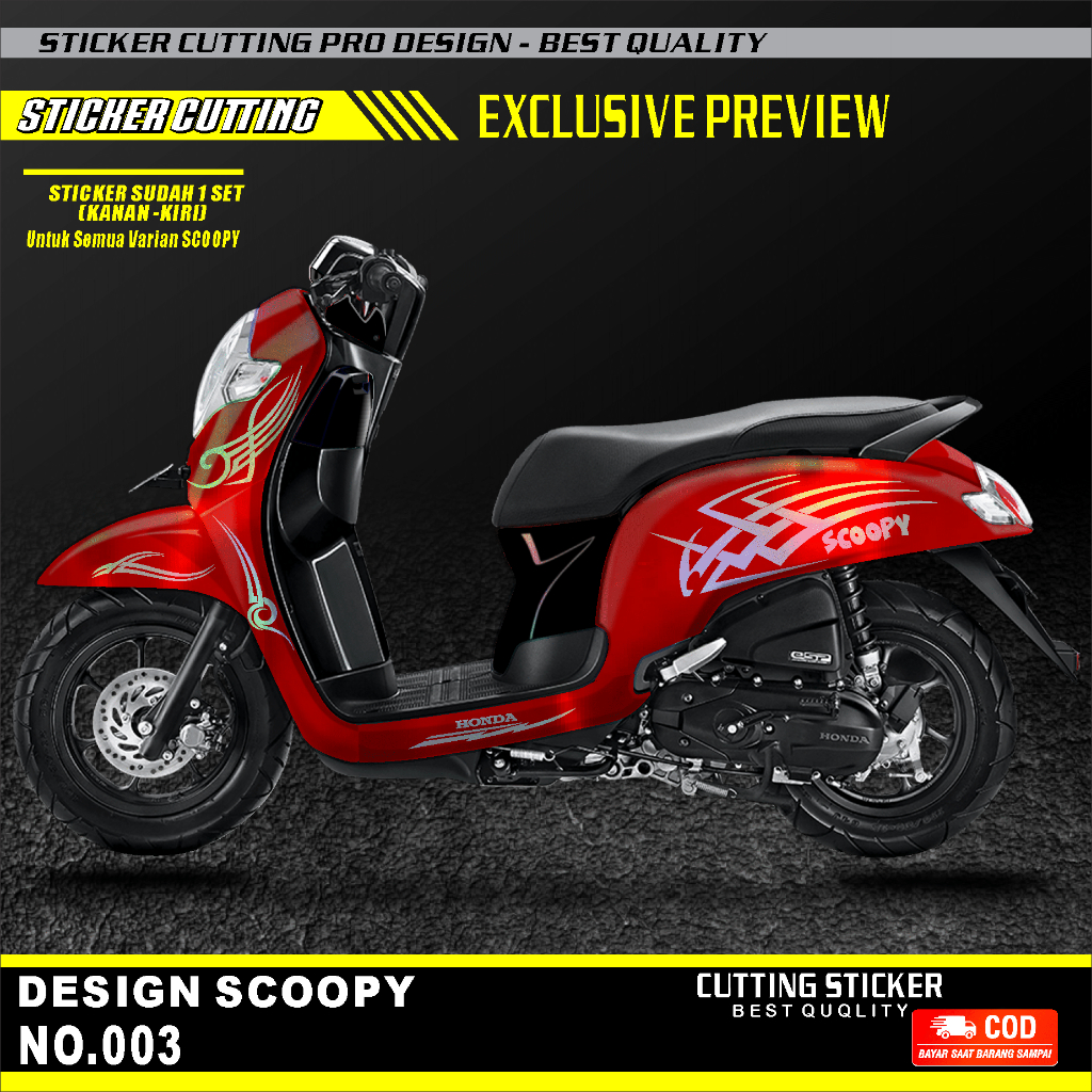Sticker Cutting All Bodi Scoopy Stiker Timbul Full Set 2017 2018 2019 2020 2021 2022 2023
