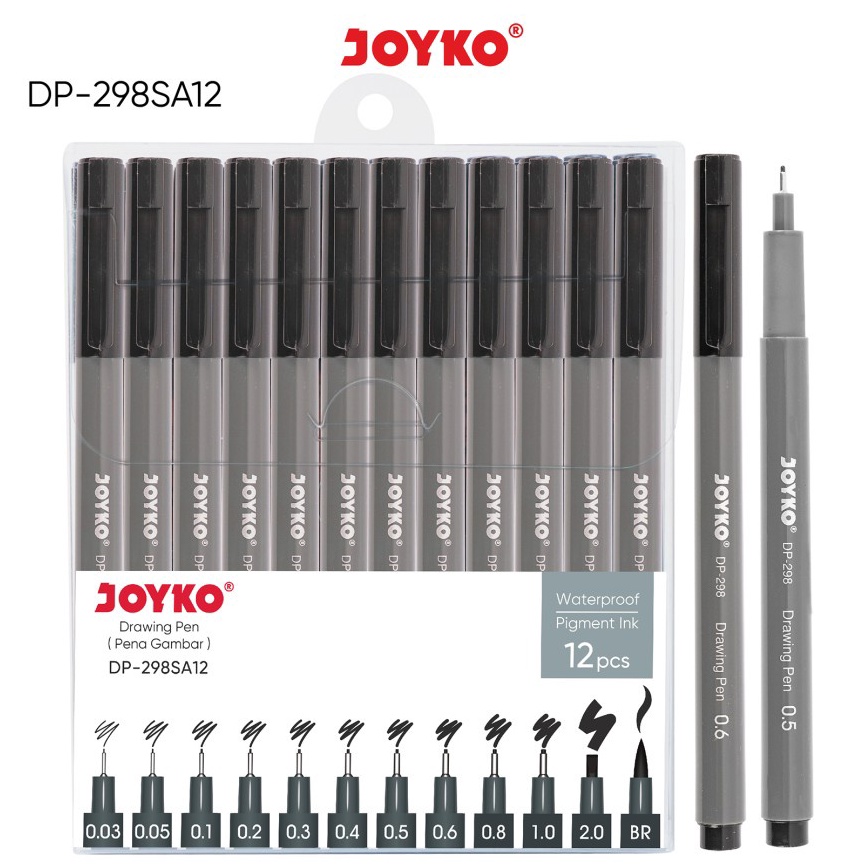 

KODE F48P Drawing Pen Pena Gambar Joyko DP298SA12 Black