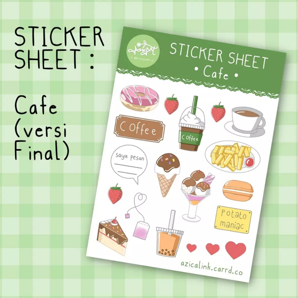 

Sticker Aesthetic Journal Cafe Kopi Float Es Krim Kentang Macaroon Boba Thai Tea (Waterproof)