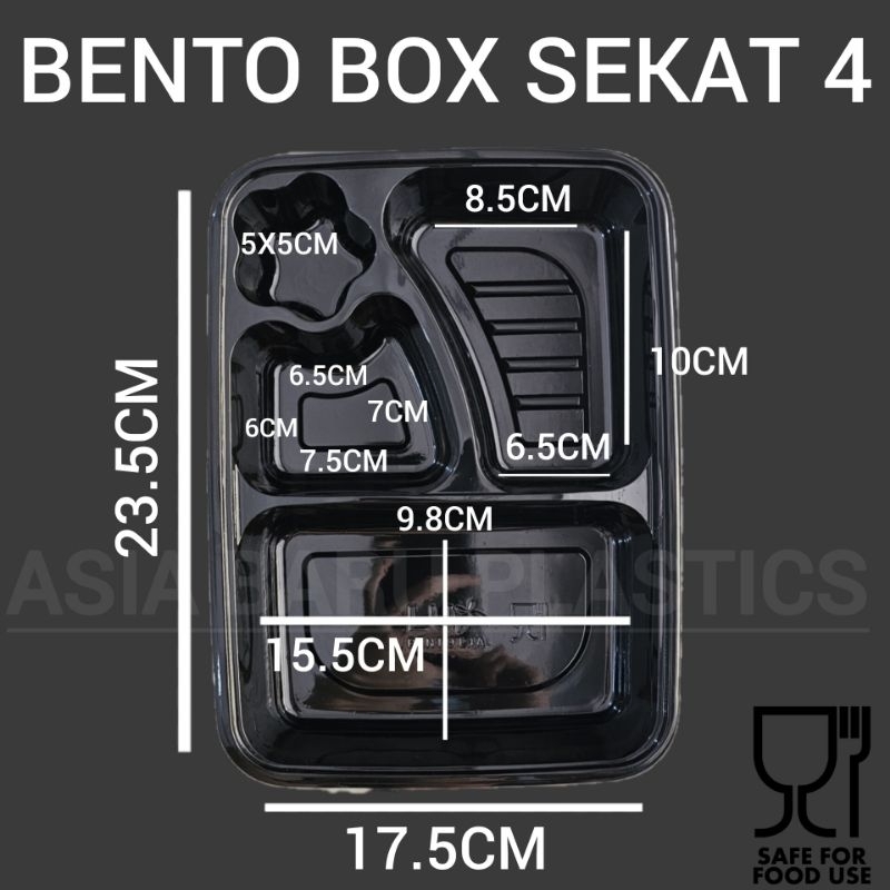 Bento Box Sekat 4 LUX  | Tray Kotak Makan Sekat 4 LUX