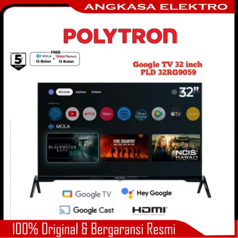LED TV POLYTRON 32" GOOGLE TV - Youtube/Netlix - Google Voice - Bluetooth - Voice - PLD32RG9059