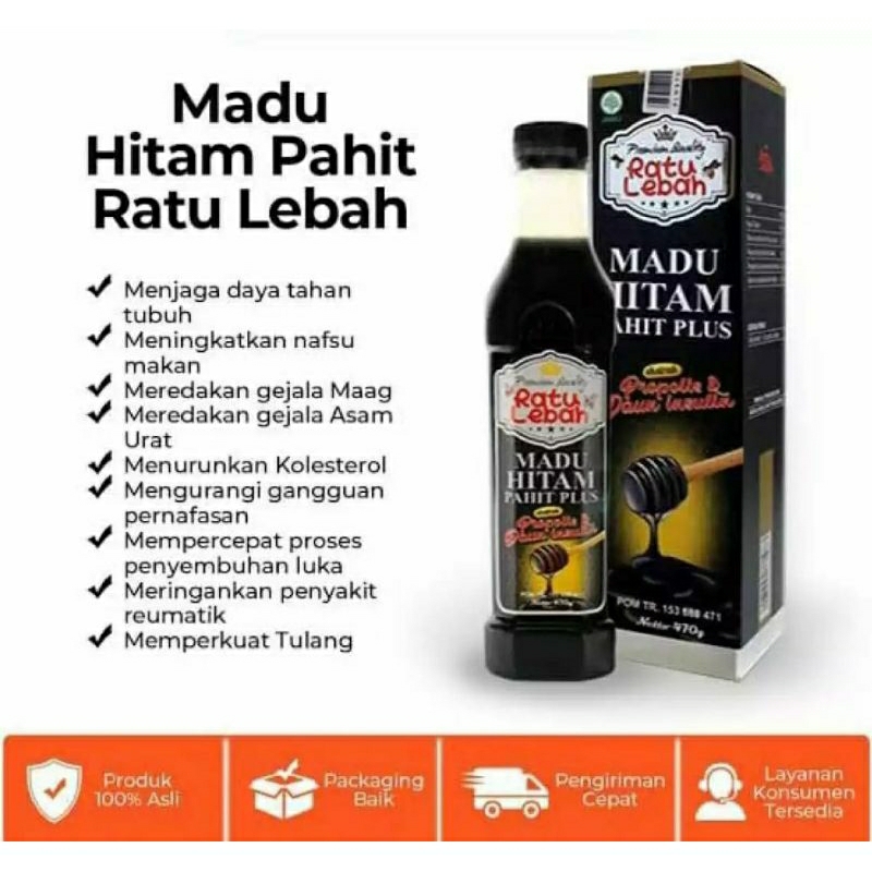 

Madu Hitam Pahit Ratu Lebah Plus Propolis 470gr