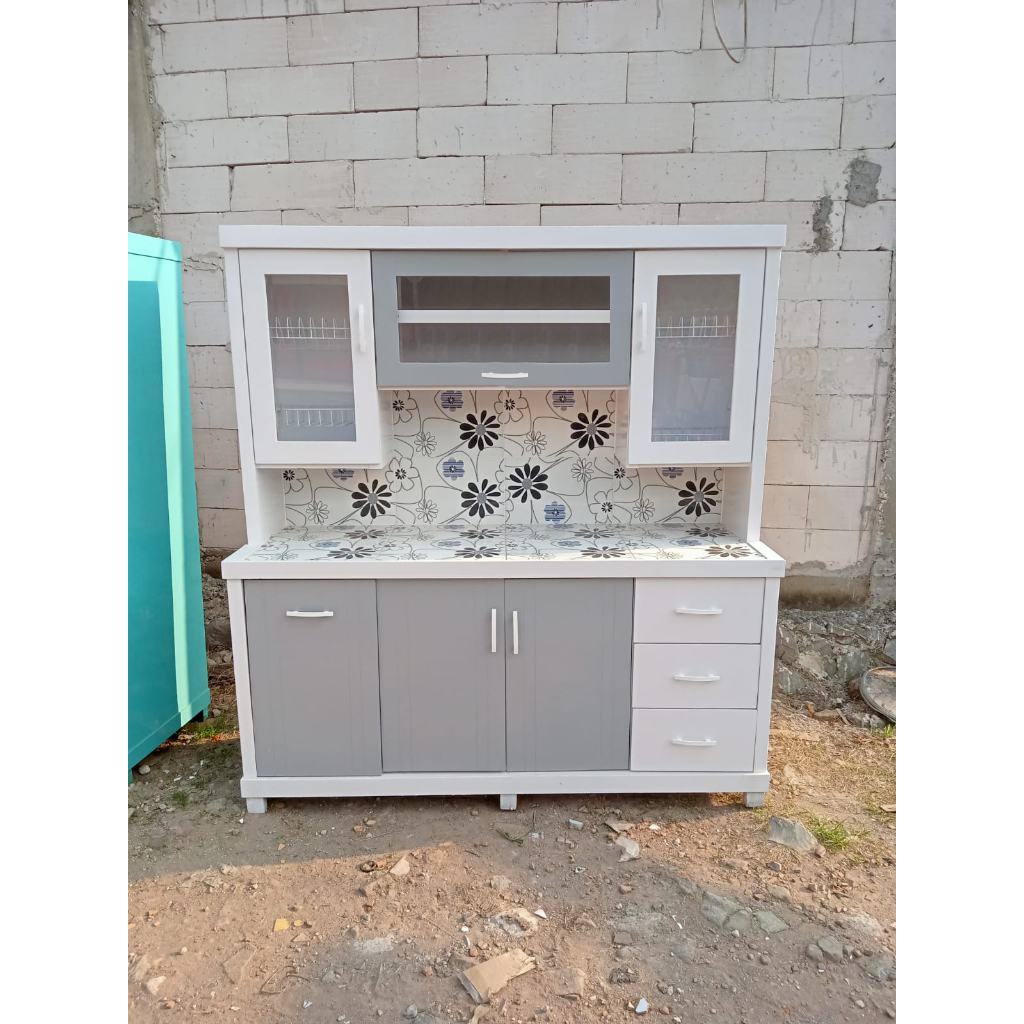 LEMARI SAYUR 4 PINTU HIDROLIK MINIMALIS / RAK PIRING KAYU / RAK PIRING 4 PINTU MINIMALIS