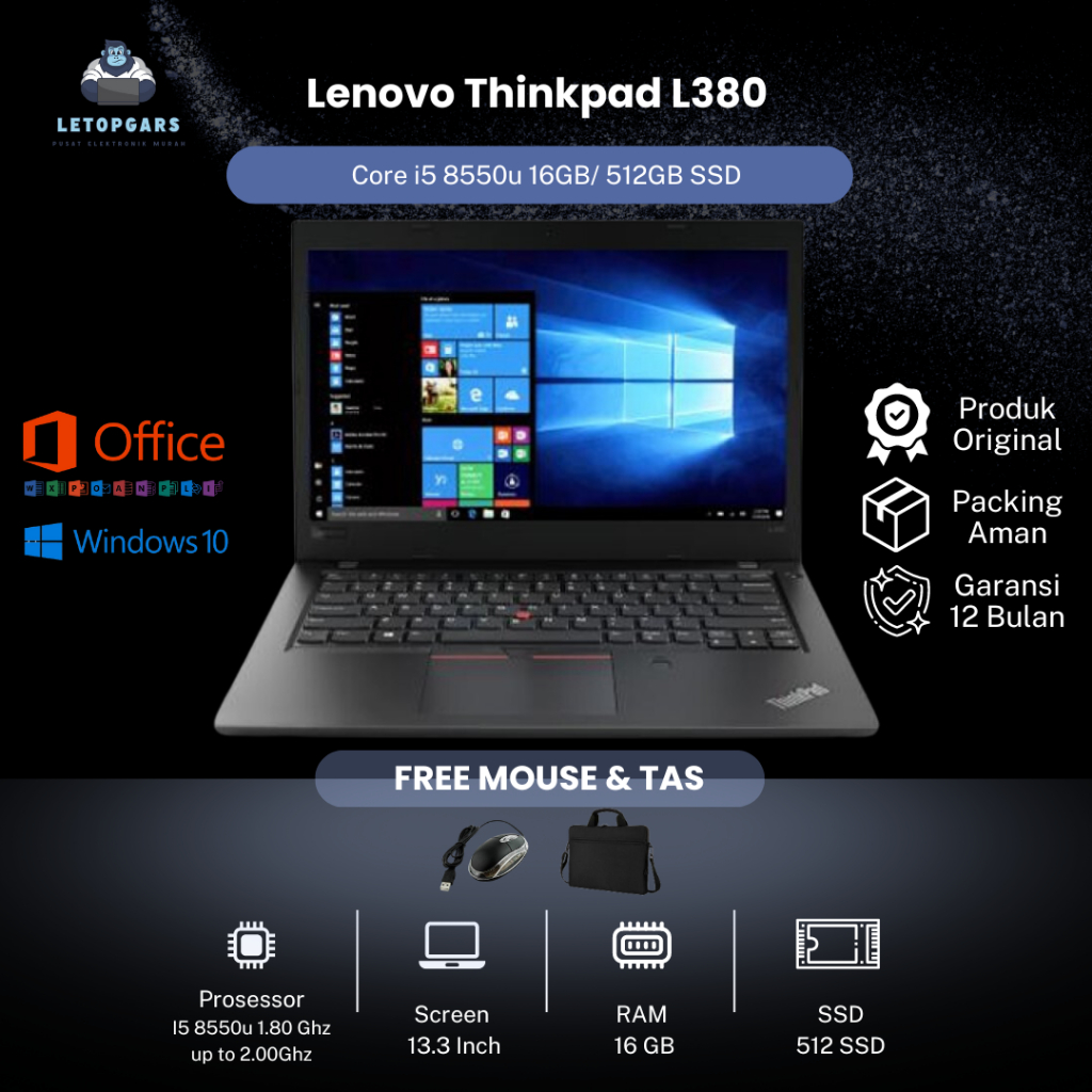 Lenovo Thinkpad L380 Core i5 8550u 16GB/ 512GB SSD