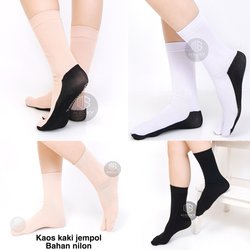 kaos kaki jempol wanita polos panjang/kaos kaki jempol telapak hitam/kaos kaki jempol polos dewasa N