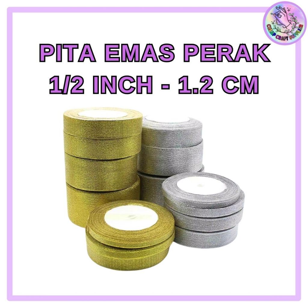

Pita Emas Perak 1/2 Inch (1,2 Cm) // Pita Glitter