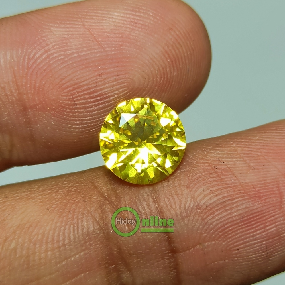 PERMATA ZIRCON KING SAFIR YELLOW ROUND CUTTING