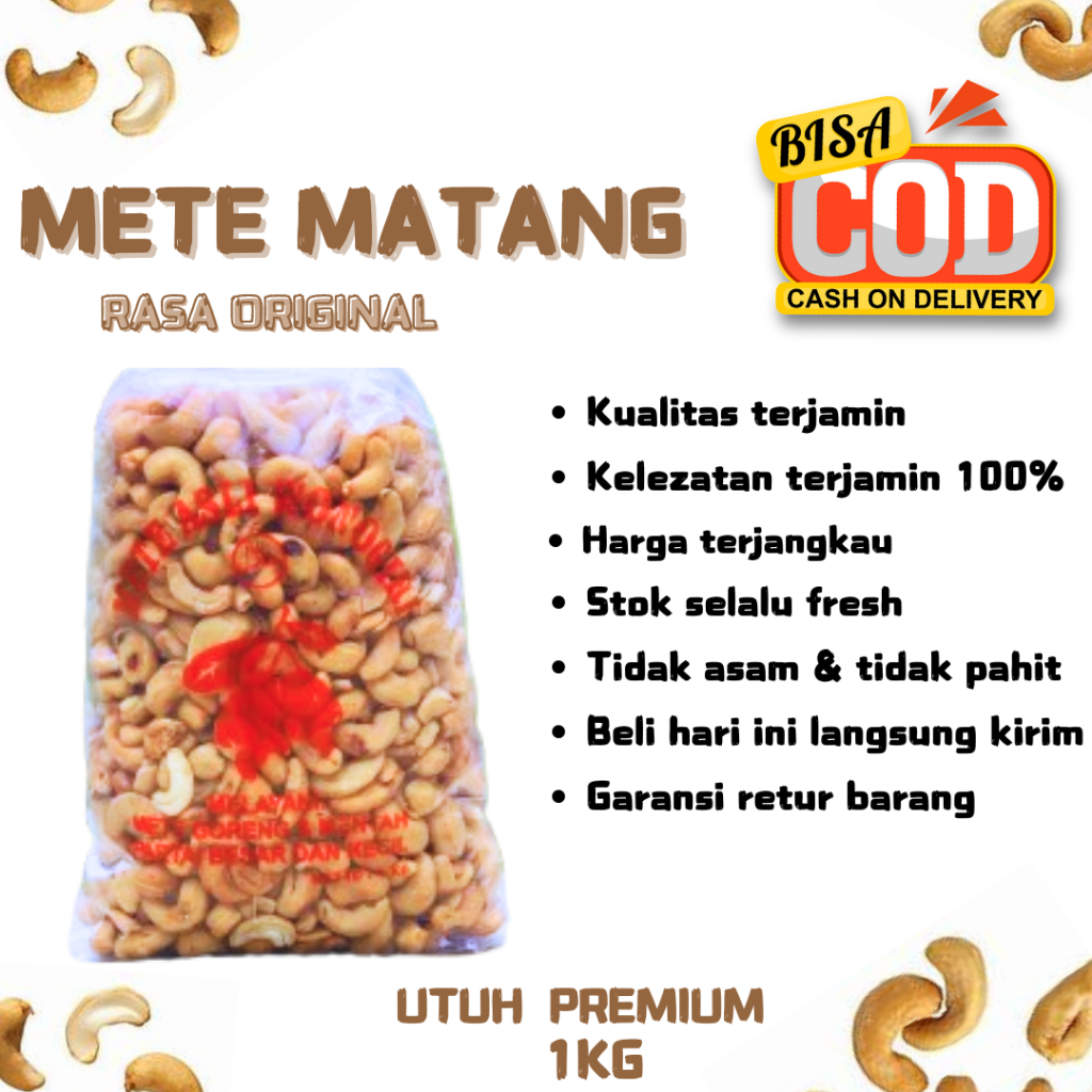 

HARGA PROMO Kacang Mede Mete PREMIUM 1kg Matang Patahan Premium Rasa Original Asin Gurih Renyah Termurah Berkualitas