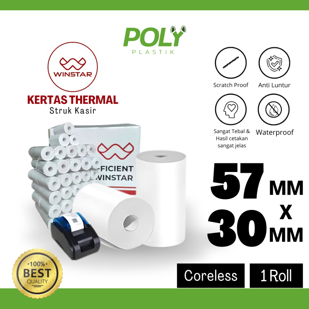 

Kertas Thermal Struk Kasir 57x30mm MURAH KUALITAS TOP