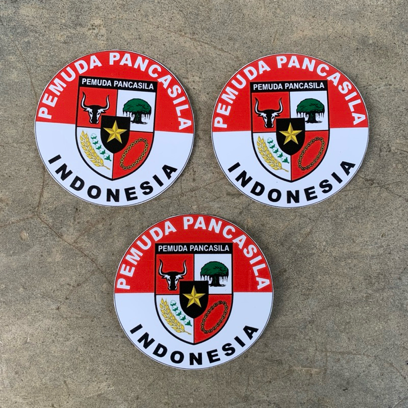 

isi 3 pcs stiker logo pemuda pancasila merah putih bulat