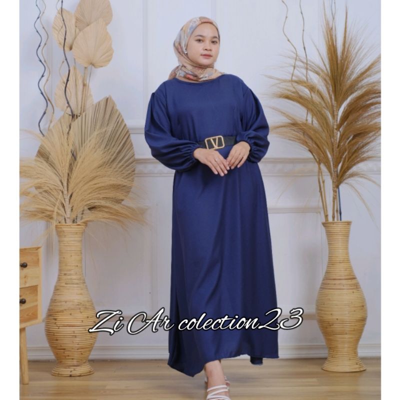 gamis wanita model terbaru baju gamis Korean style model lengan balon fashion muslimah trendy