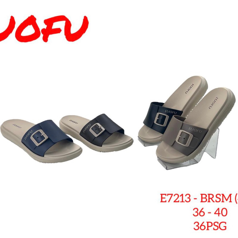 LUOFU sandal luofu selop gesper sandal gesper wanita sandal teplek wanita bahan karet (E7213) sandal
