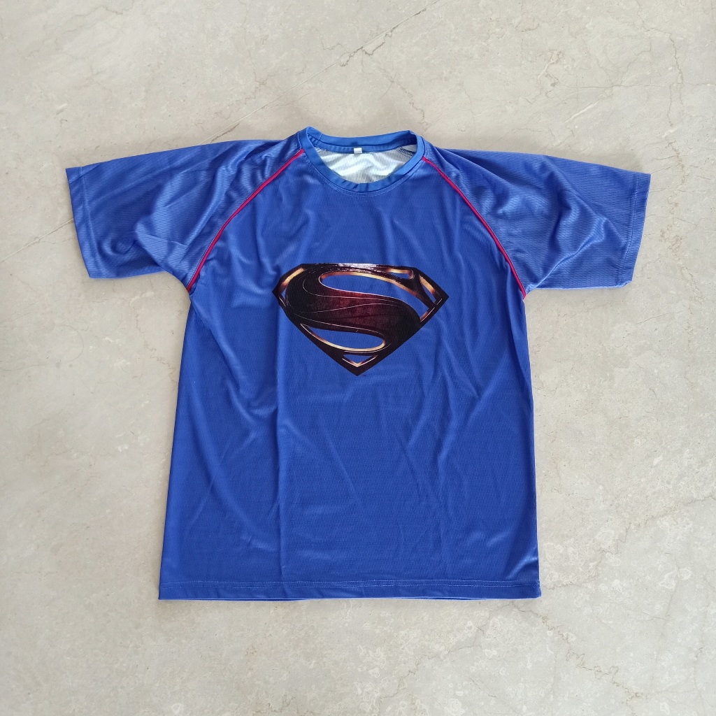 preloved superman justice league blue running jersey / kaos lari biru gym fitness