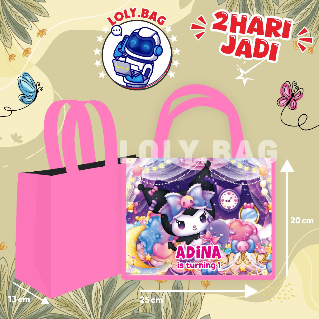

Tas Ultah / Tas Ulang Tahun / Goodie Bag Custom / Tas Bingkisan tema KUROMI