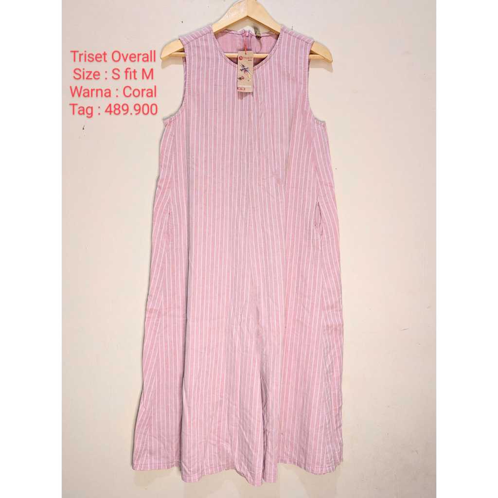 TRISET Overall Dress Pakaian Wanita Warna Coral Original