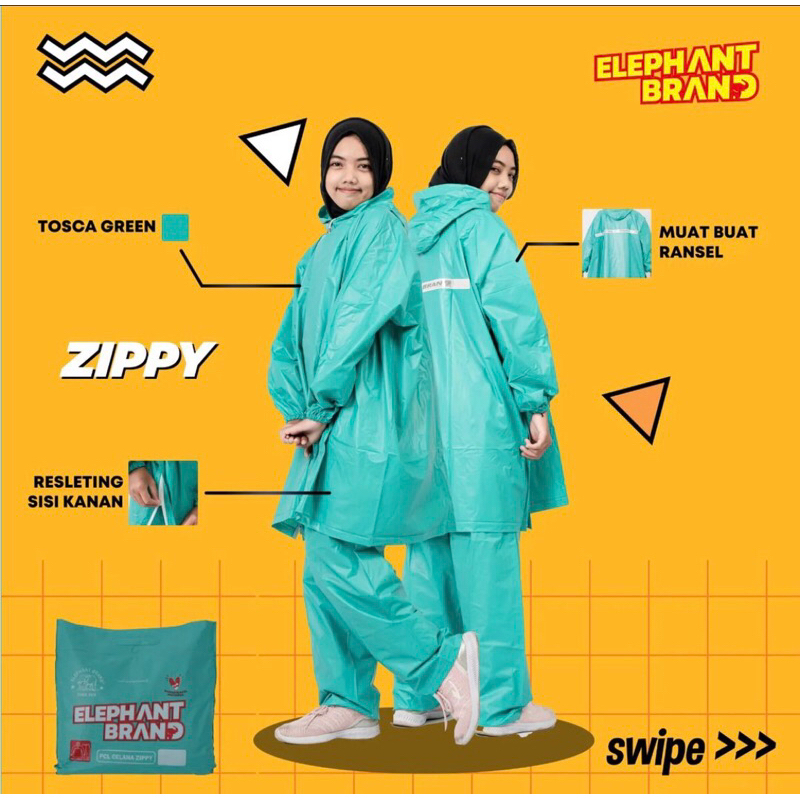 Jas Hujan Elephant Brand Jaket Celana ZIPPY