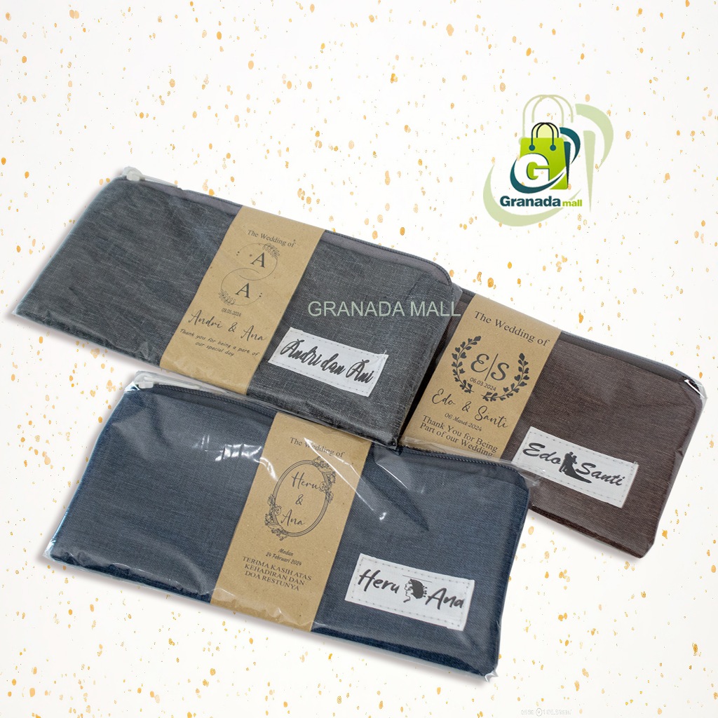 Keyomi Dompet Souvenir Custom Nama Pernikahan Wedding Pengantin Mewah, Simple, dan Kekinian