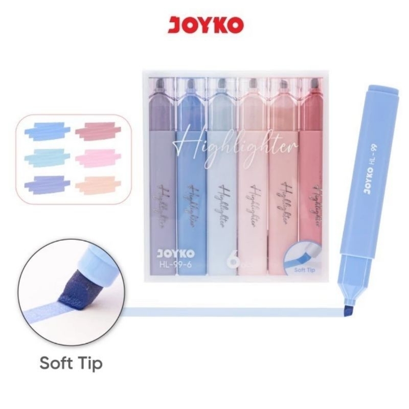 

HIGHLIGHTER JOYKO HL-99 MORANDI COLOR | STABILLO SET 6 WARNA MORANDI | PENANDA JOYKO 1 Set 6 Warna