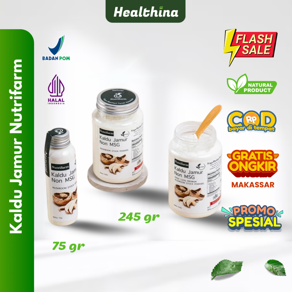 

Kaldu Jamur 75gr - 245gr Nutrifarm Non MSG Totole Merang MPASI Halal Chicken Stock - COD Makassar