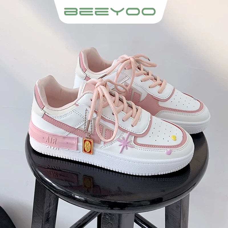 Beeyoo Sepatu Sneakers Cewek Trendy Sepatu Kekinian Sepatu Wanita Santai Casual WK137
