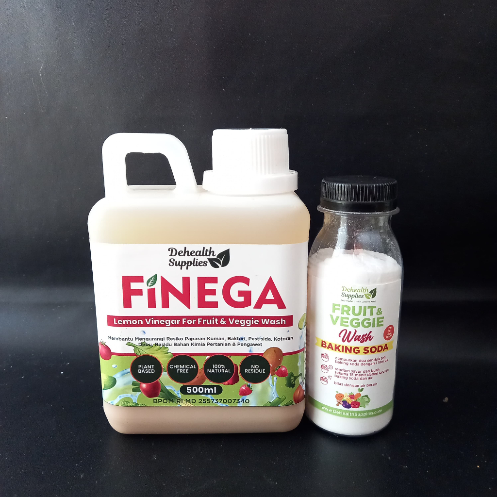 

Dehealth Supplies Finega Lemon Vinegar Fruit & Veggie Wash 500ml FREE Baking Soda - Salad Wash Cuka Pencuci Cuci Buah Sayur Organik Natural