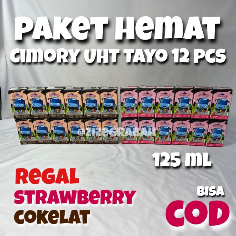 

(PAKET HEMAT 12 PCS) Cimory Susu UHT Tayo 125 ml Coklat Cokelat Strawberry Regal