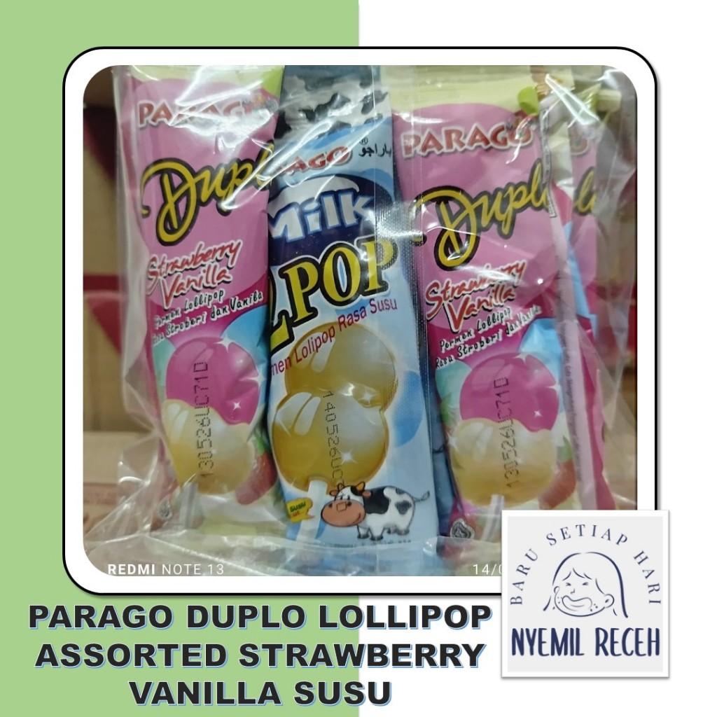 

Parago Duplo Lollipop Assorted Strawberry Vanilla Susu Isi 30pcs x 8,5gr