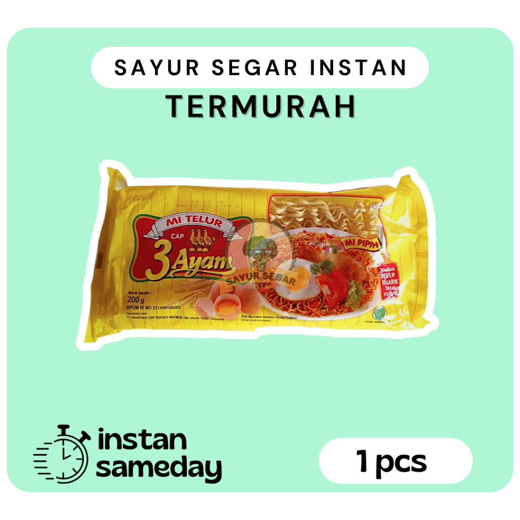 

Mie Telur Cap 3 Ayam - Sayur Segar Instans