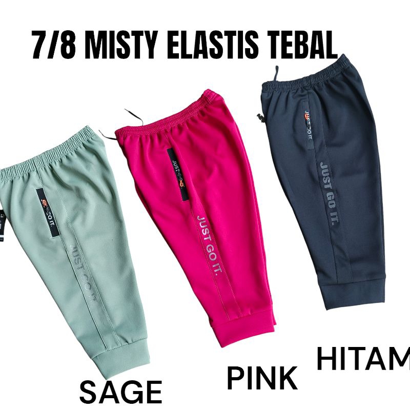 Celana running pria celana 3/4 gym jogging sepeda misty elastis tebal