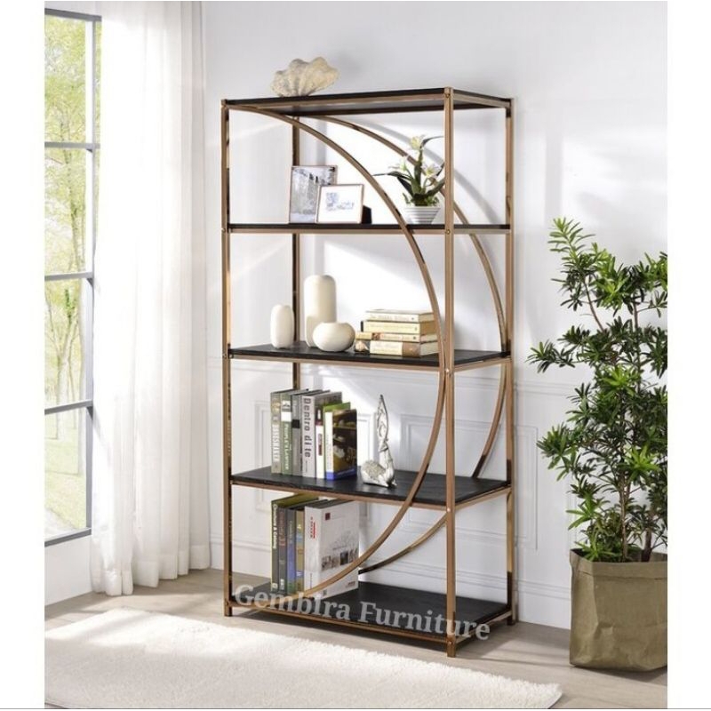 ready rak rack partisi penyekat sekat ruangan buku pajangan gold marmer kayu industrial