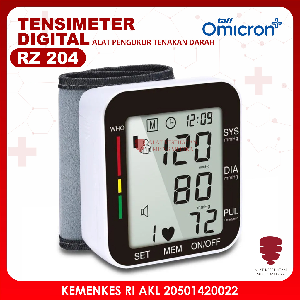 Tensimeter Digital Taff Omicron RZ204 Alat Ukur Tensi Tekanan Darah Gelang Pengukur Blood Pressure M