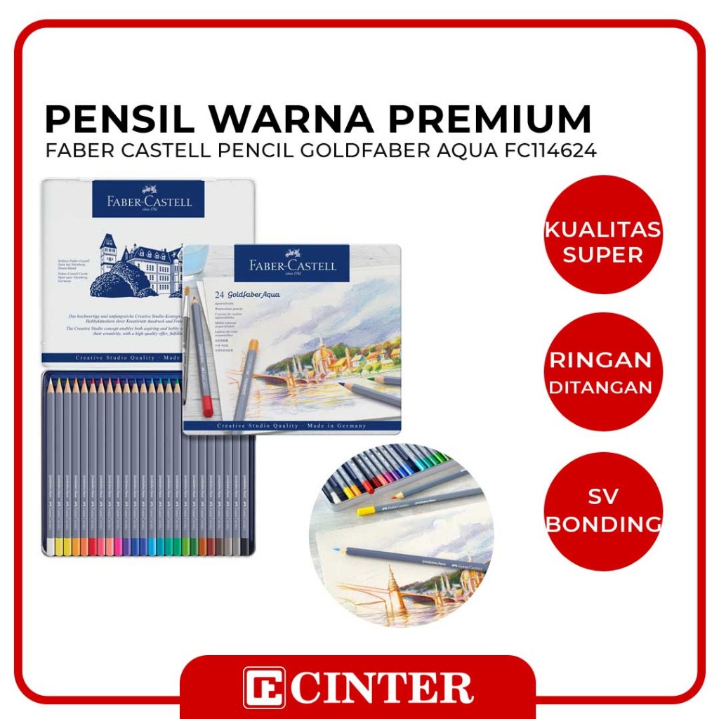 

FABER CASTELL - PERLENGKAPAN MENGGAMBAR / PENSIL COLOUR GOLDFABER AQUA CREATIVE STUDIO TIN OF 24 (FC114624)