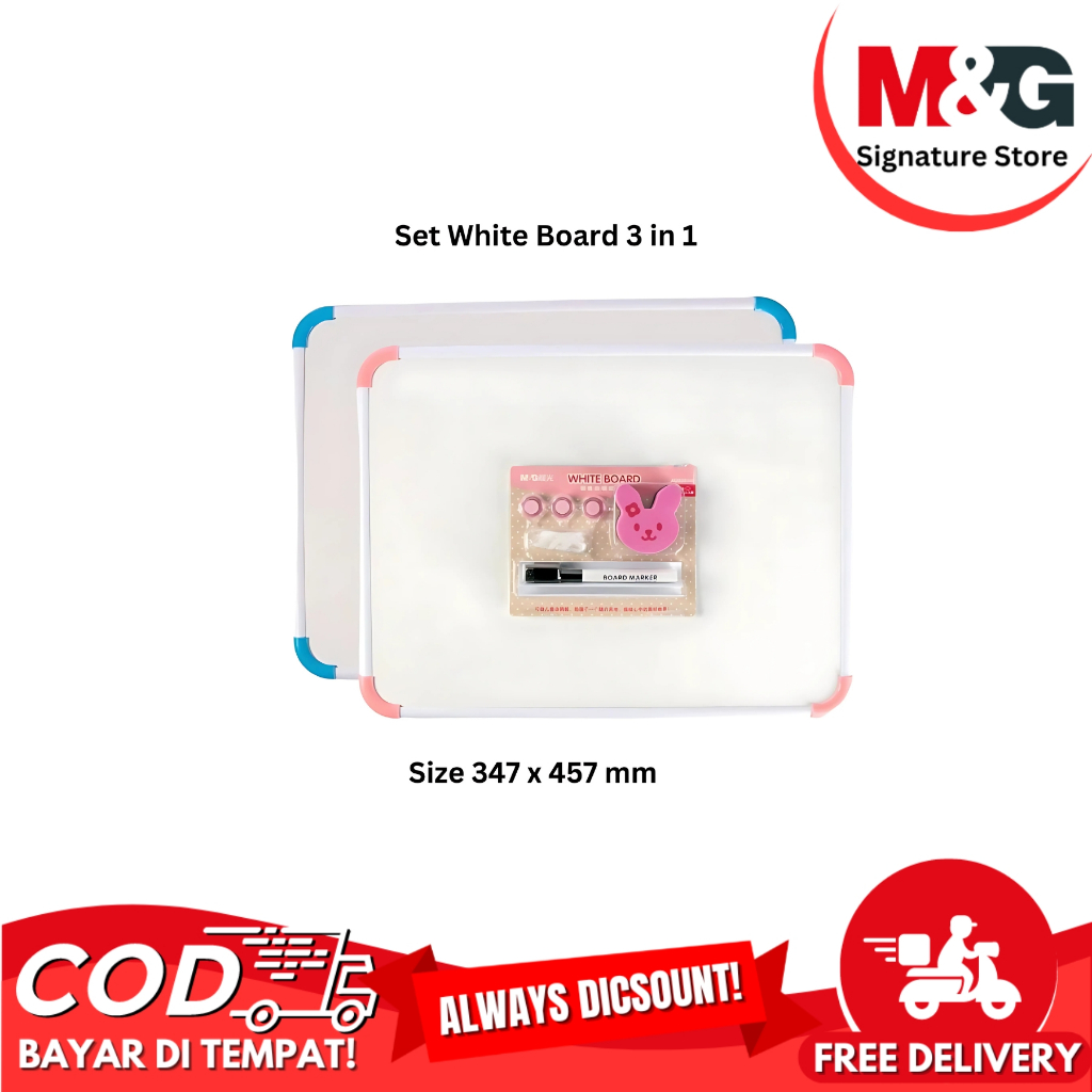 

Set Papan Tulis Putih Besar M&G #ADB98340 Whiteboard Plus Spidol Magnet Penghapus Ukuran 347x457 mm