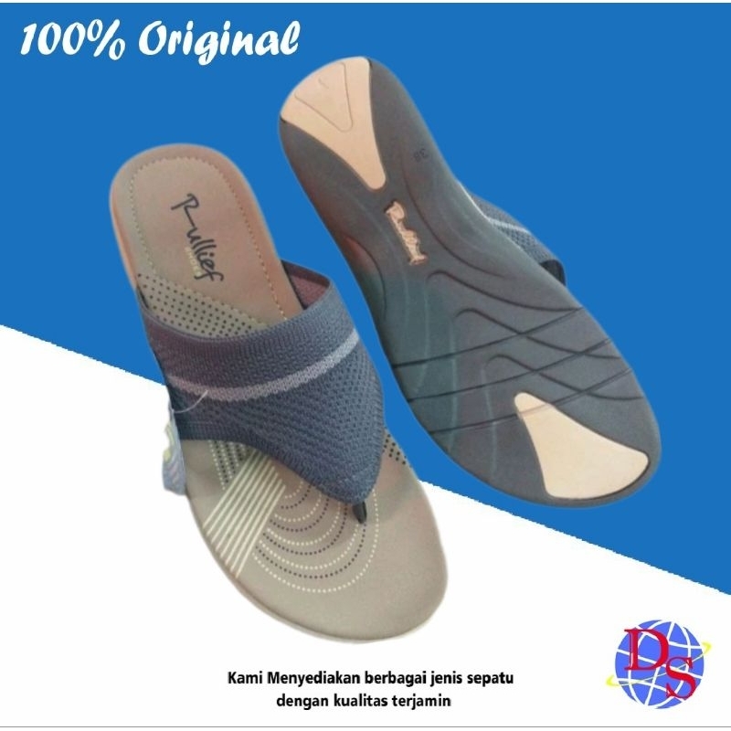 Sandal Jepit Wanita Rullief FKT 234 Abu Sandal Wanita Sandal Jepit