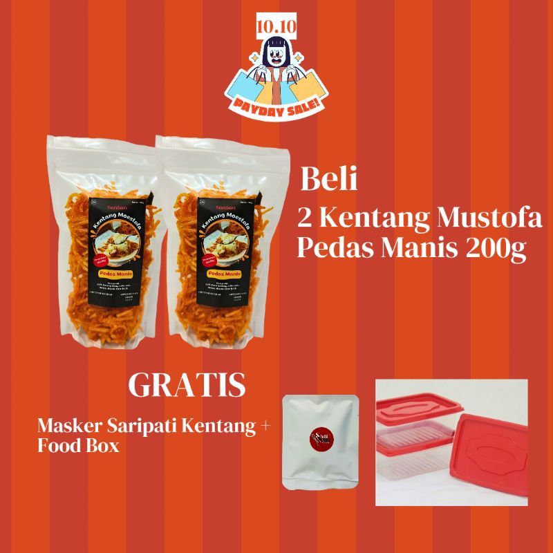 

Bundling 2 Pouch Kentang Mustofa Pedas Manis 200g/500g