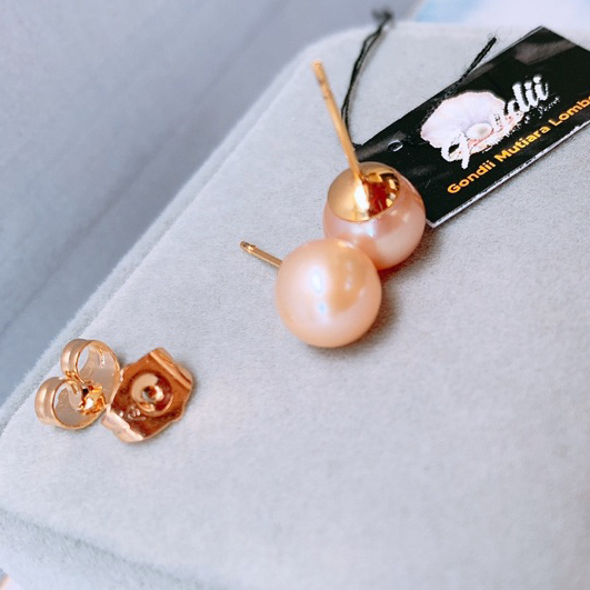 Mutiara Bulat Giwang Bhayangkari - Anting Mutiara Lombok - Giwang Pentul Mutiara - Giwang Stud - Giw