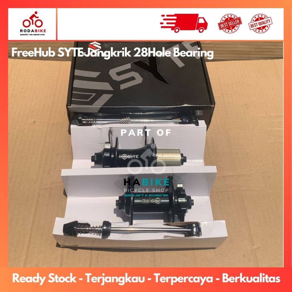 Hub freehub SYTE F/R HUB Alloy Lobang 28 Hole TAWON 6 PAWLS - Hitam, 28 hole Hub Jangkrik/Tawon Mode