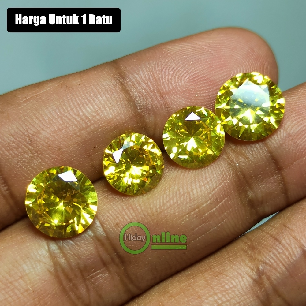 PERMATA KING SAFIR YELLOW CUBIC ZIRCONIA ROUND CUTTING