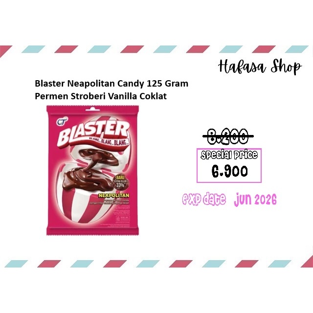 

Blaster Neapolitan Candy 125 gr Permen Stroberi Vanila Coklat